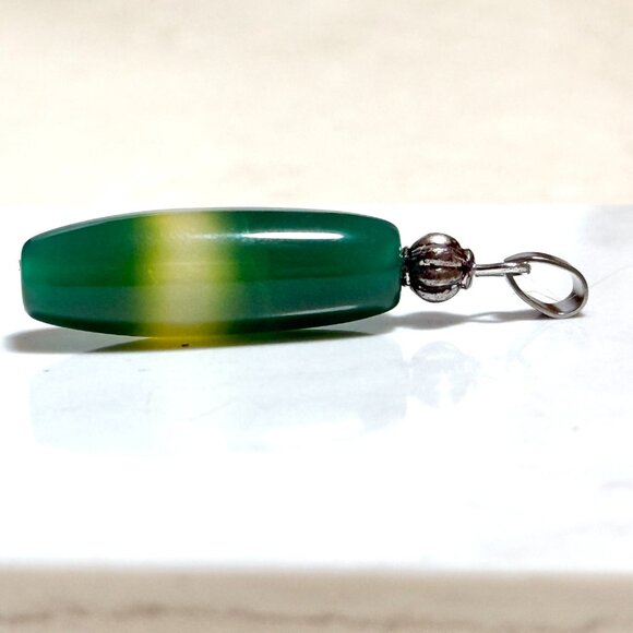 2/$20, Green Dyed Agate Pendant, Large Genuine Gemstone Pendant - Picture 4 of 11